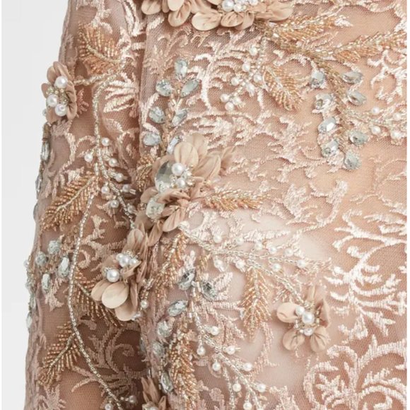 Mac Duggal Floral Embroidered & Beaded Long Sleeve A-Line Mesh Gown - Picture 5 of 5